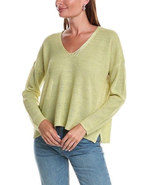 EILEEN FISHER V-Neck Linen Box Top