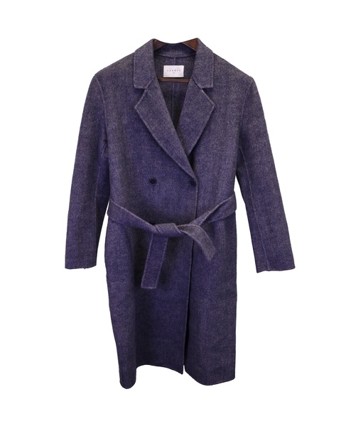 hampton belted coat in blue wool