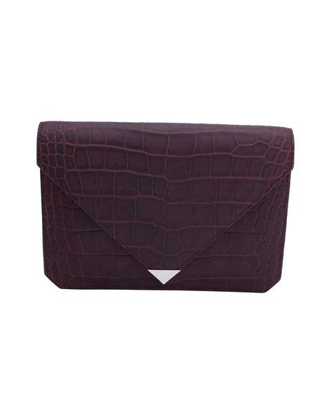 alexander wang embossed prisma envelope clutch in burgundy leather