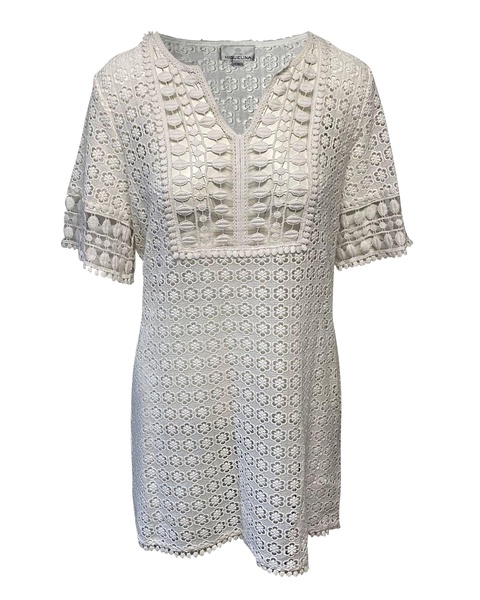 cocktail lace dress in white cotton