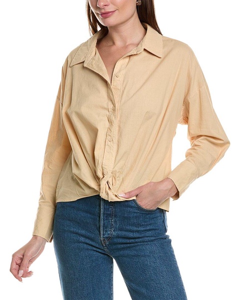 Stateside Poplin Front Twist Shirt