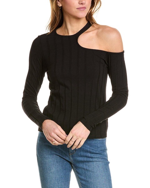 flat rib asymmetric sweater