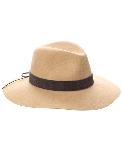 wide brim leather-trim wool fedora