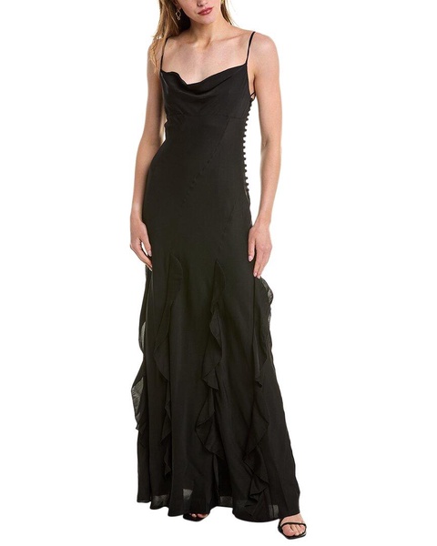 Nicholas Kamila Ruffle Cowl Silk Gown