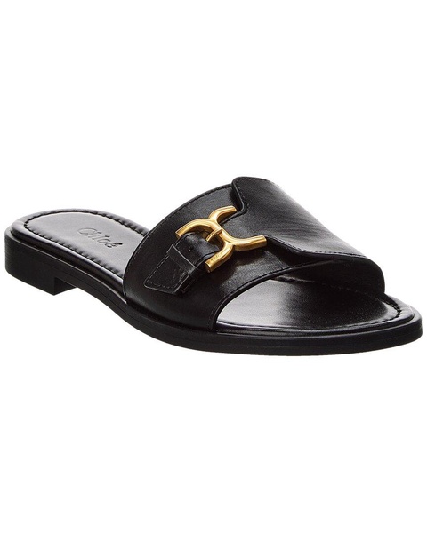 logo-buckle leather sandals