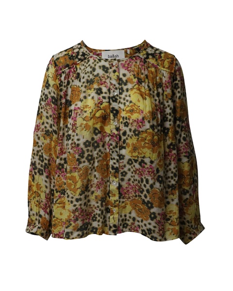 doddy floral-print blouse in yellow cotton