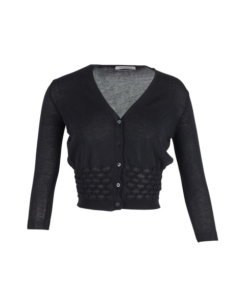 max mara  buttoned cropped cardigan in black cotton