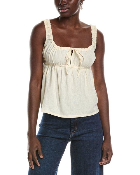 WeWoreWhat Tie-Front Linen-Blend Cami Top