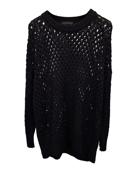 oversized knitted sweater top in black polyester