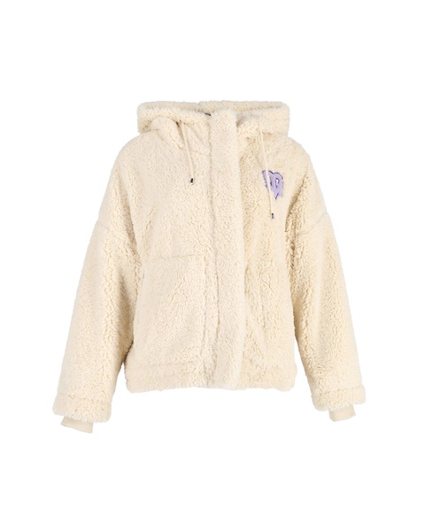 x varley bayavar hooded jacket in cream faux fur