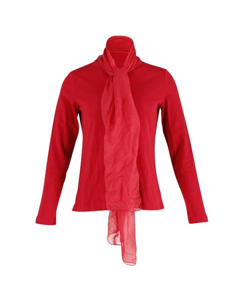 sweater with scarf in red cotton