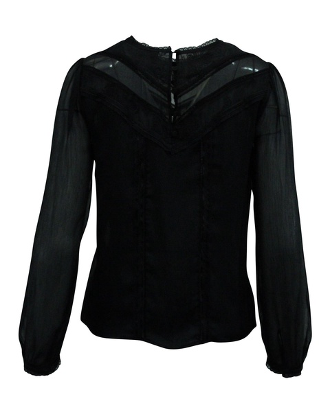 see through sleeves blouse in black polyester