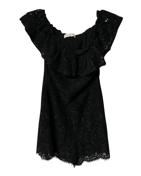 sandro off-shoulder romper in black polyester