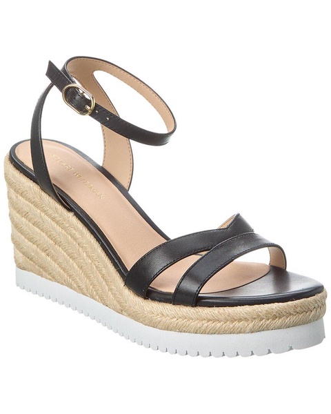 Stuart Weitzman Catlina Leather Espadrille Wedge Sandal