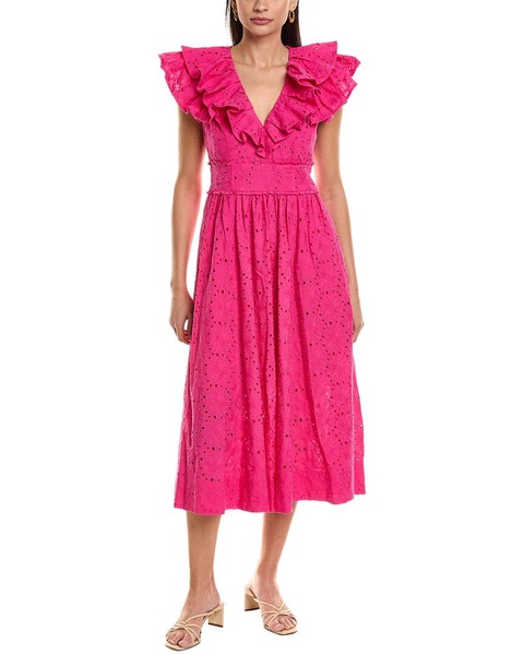 ruffle v-neck midi sundress