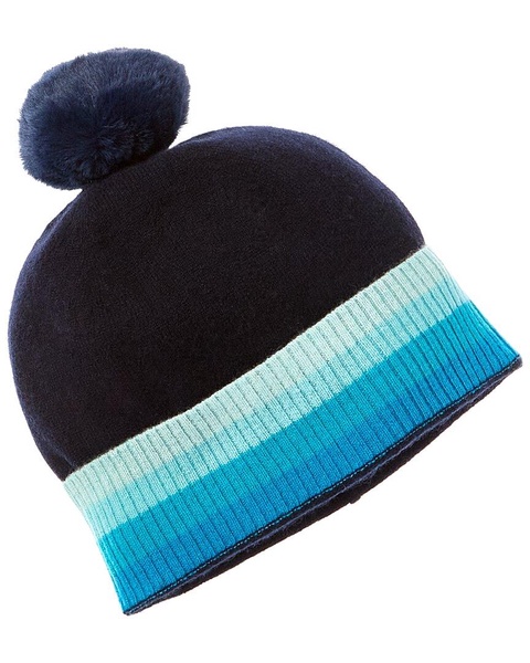 contrast stripe cashmere hat