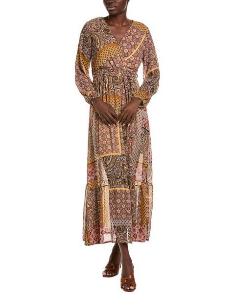 patches silk-blend maxi dress