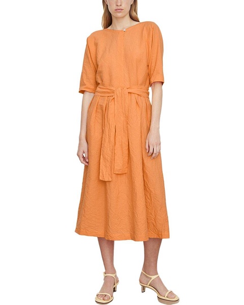 Vince Belted Linen-Blend Dress