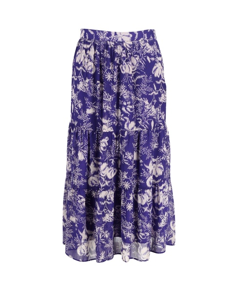 uria floral print tiered skirt in purple polyester