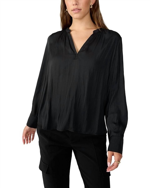 lizzie sateen tunic in black