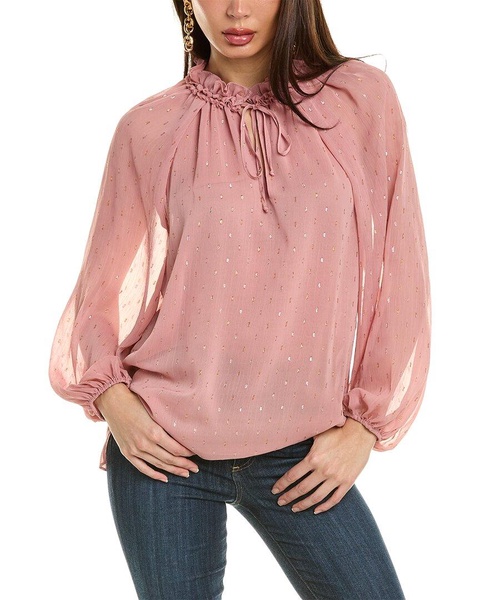 Kobi Halperin Zena Metallic Ruffle Blouse