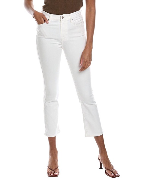 7 For All Mankind White High-Waist Slim Kick Jean