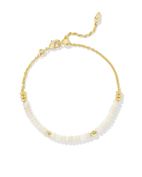 deliah gold delicate chain bracelet in ivory mother-of-pearl