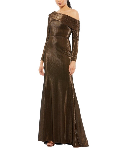 Mac Duggal Metallic Off-The-Shoulder Trumpet Gown