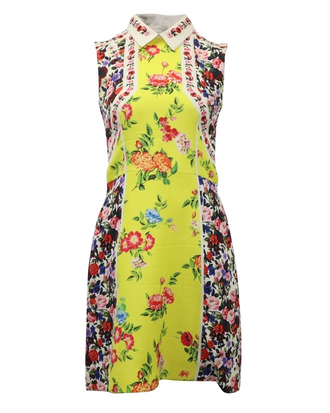 floral mid length dress in multicolor silk