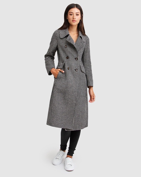 save my love wool coat - black & white check