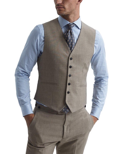 Reiss Rope Wool Textured Waistcoat