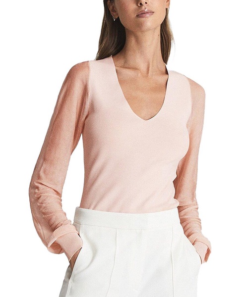 sophie sheer sleeve knitted top