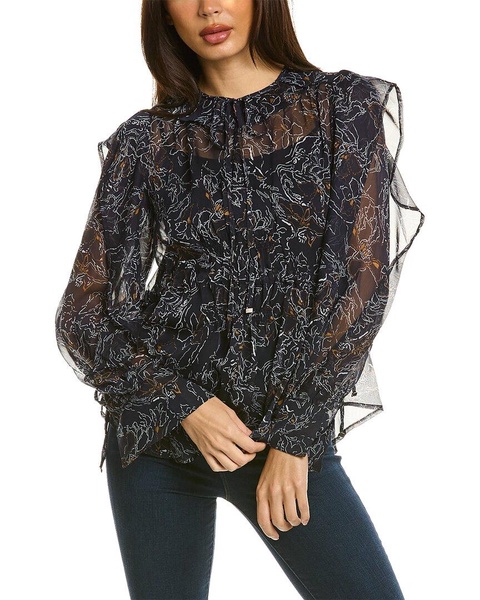 sheer drawstring blouse