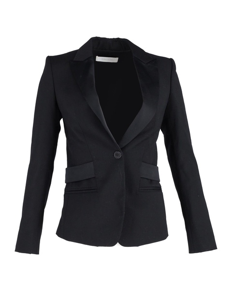 surpliced back blazer in black wool