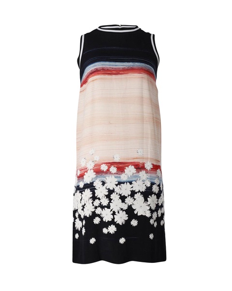 floral hem print sleeveless dress in multicolor silk