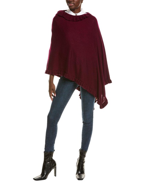 sofiacashmere ruffle trim wool & cashmere-blend poncho