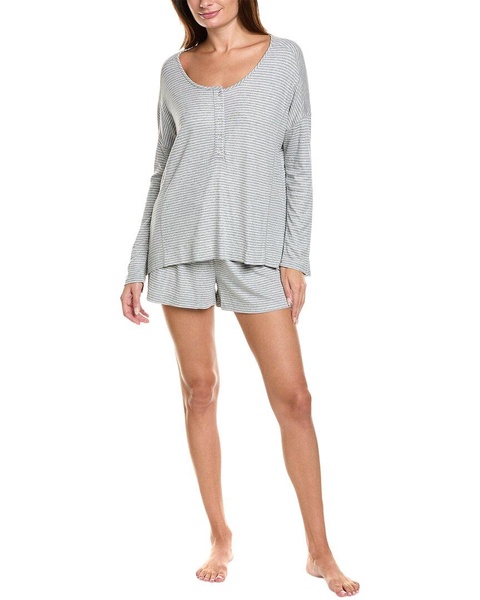 2pc henley shorty pajama set