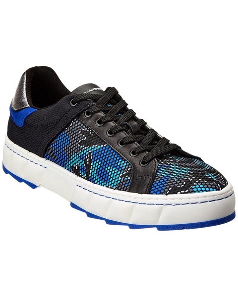 KARL LAGERFELD Suede & Camo Mesh Lace-Up Sneaker