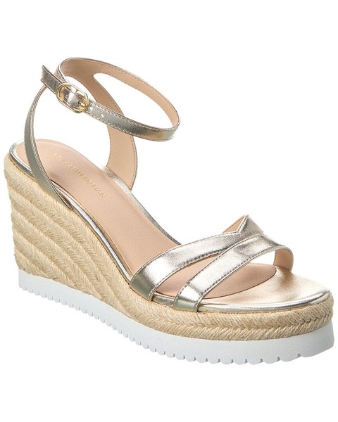 Stuart Weitzman Catlina Leather Espadrille Wedge Sandal