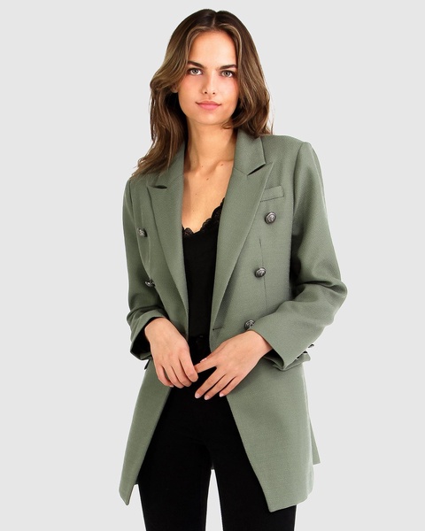 princess polina textured weave blazer - military