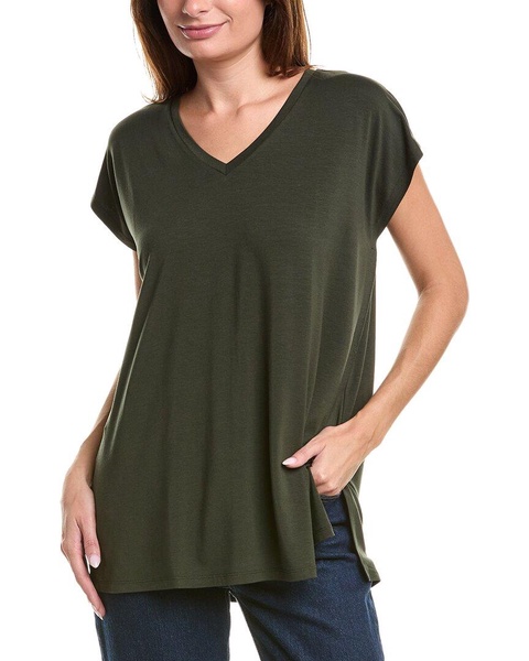 EILEEN FISHER V-Neck Long Boxy Top