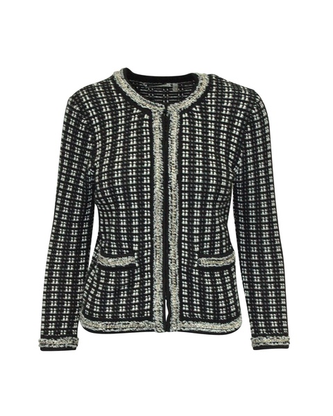 monochrome tweed embellished georgia jacket in black cotton