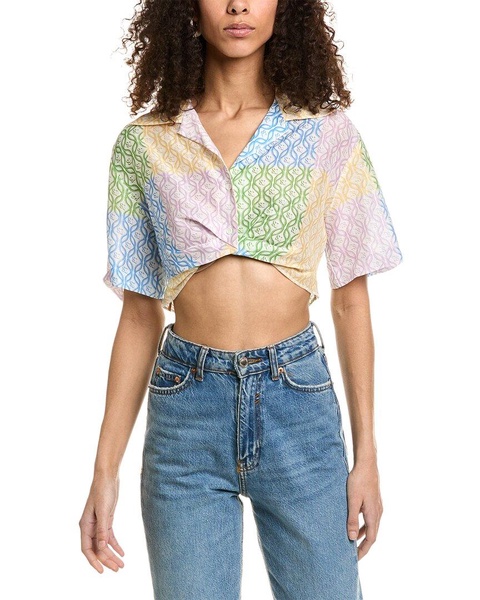 Sandro Linen-Blend Cropped Shirt