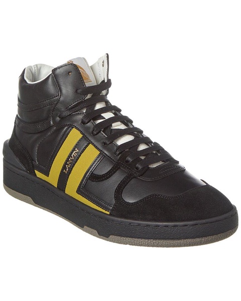 LANVIN Clay Leather & Suede High-Top Sneaker