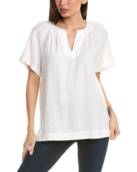 Jones New York Raglan Linen-Blend Popover Top