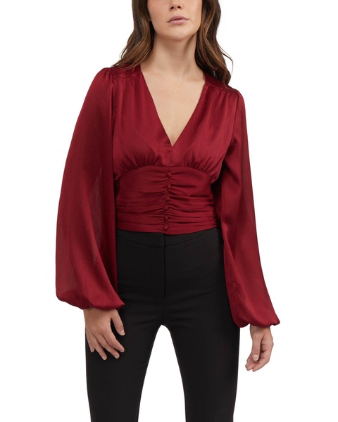 women's deep v front button top