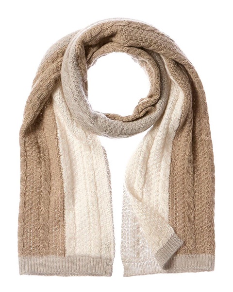 Portolano 3 Tones Horizontal Cable Cashmere Scarf