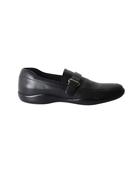 buckle driving loafers in black leather