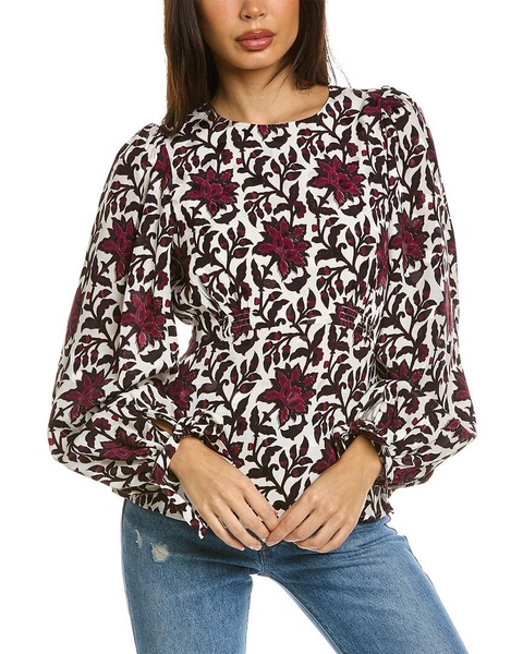 terre printed peplum top