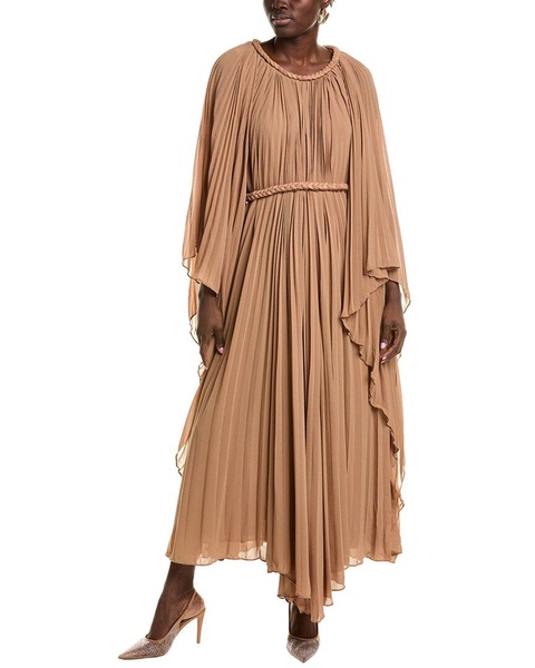 pleated midi caftan dress